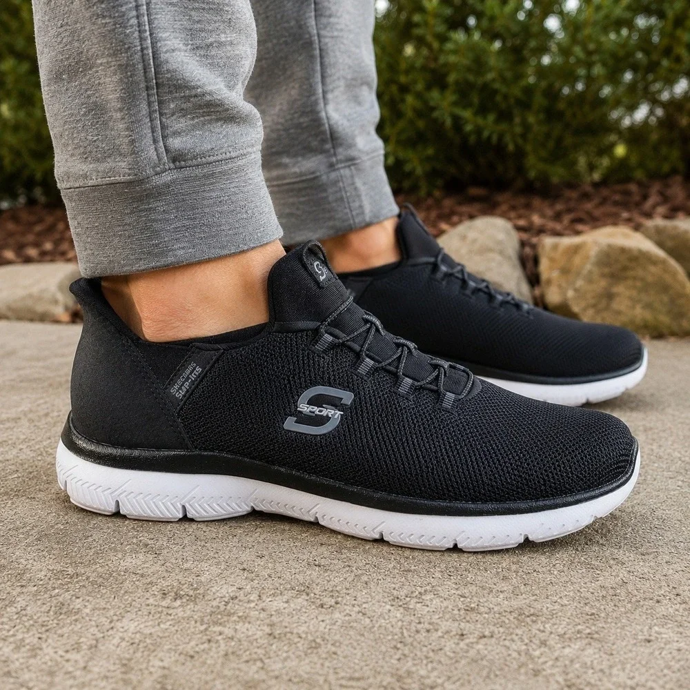 Skechers S Sport Hands Free Syrka Step-Ins Sneakers Memory Foam Black Men's 10